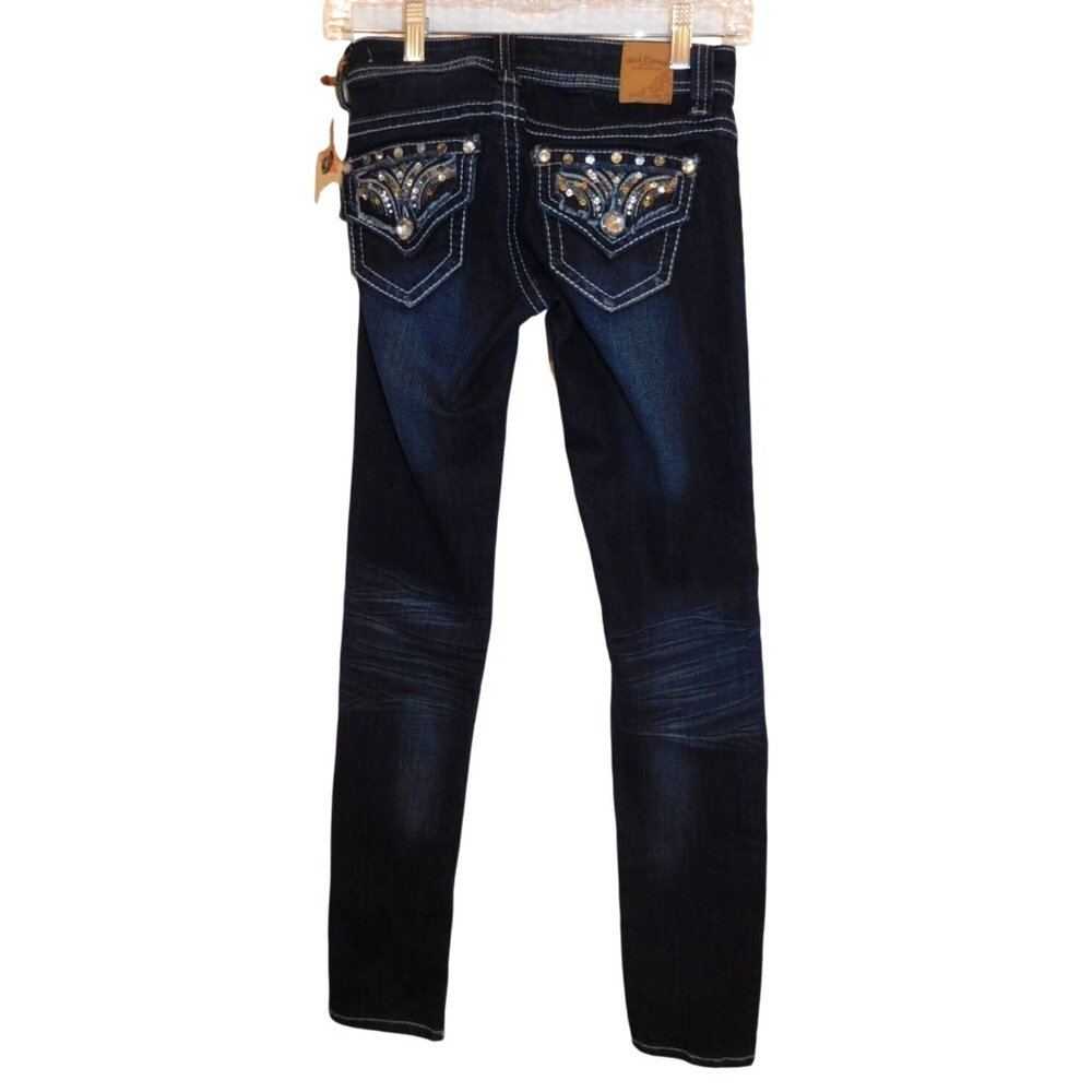 NWT Red Camel Junior Size 1 Dark Wash Jeans Embellished Pockets Low Rise AVA - Picture 4 of 5